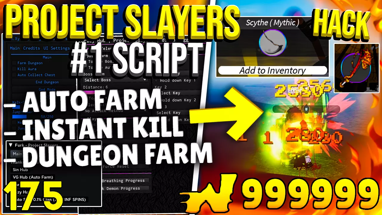Project Slayers #1 Script Dungeon Farm, Insta Kill!